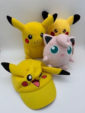 Pokemon Bundle Pikachu Plush Hat Jigglypuff Jazwares 4pc